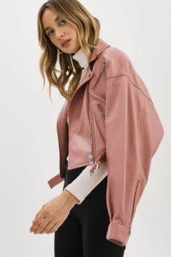 Best LAMARQUE DYLAN | 80's Leather Biker Jacket MAUVE PINK