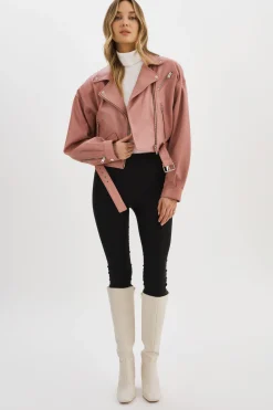 Best LAMARQUE DYLAN | 80's Leather Biker Jacket MAUVE PINK