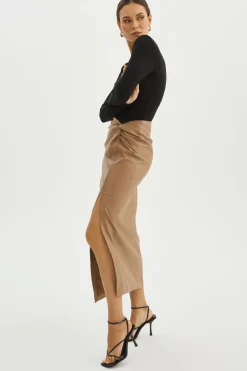 Best LAMARQUE EILEEN | Faux Leather Maxi Skirt Mocha