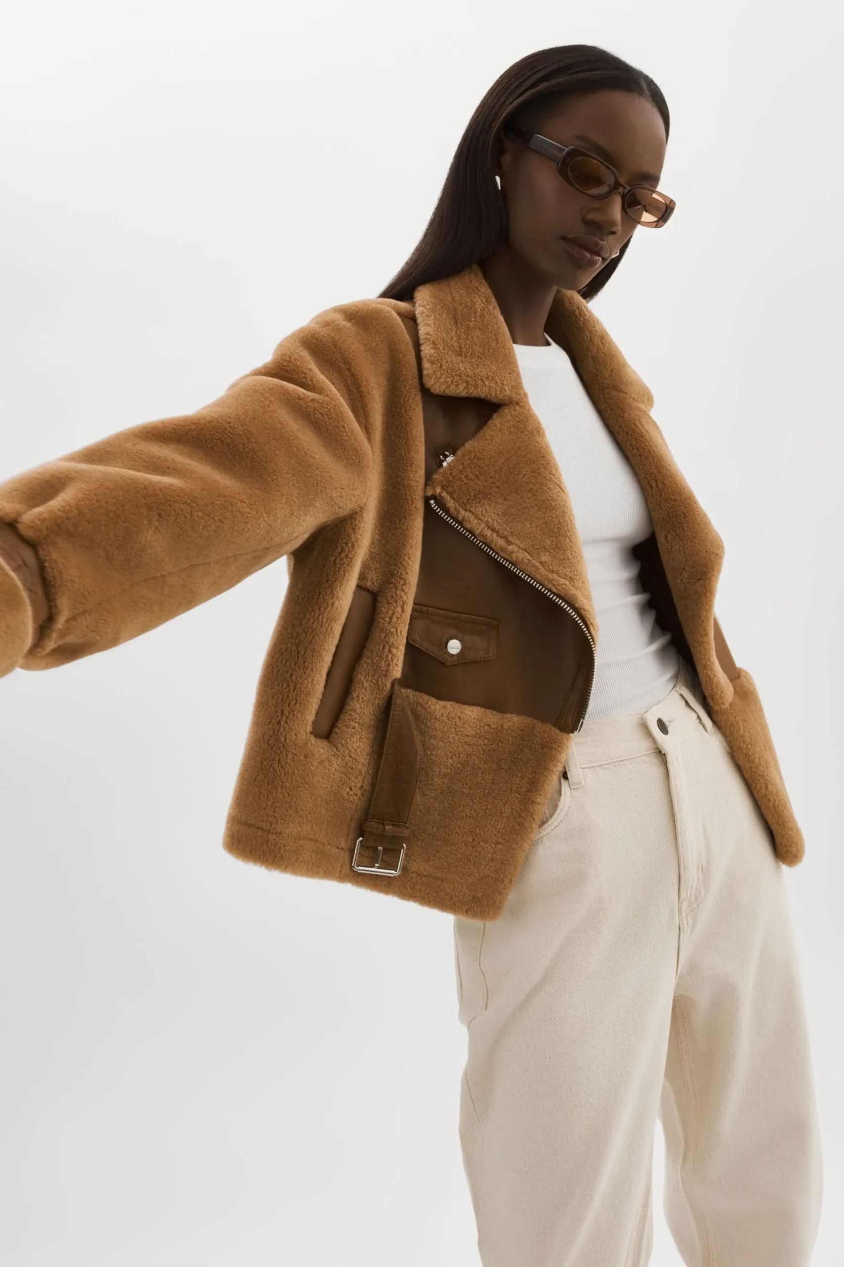 Clearance LAMARQUE ELODY | Faux Fur Jacket Mocha/Brown