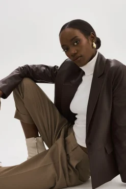 New LAMARQUE ELZA | Leather Blazer MAHOGANY
