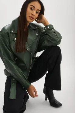 Sale LAMARQUE ESTIA | Leather Biker Jacket Alpine Green