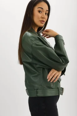 Sale LAMARQUE ESTIA | Leather Biker Jacket Alpine Green
