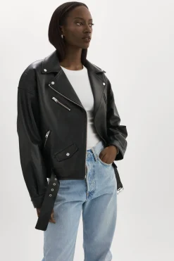 Cheap LAMARQUE ESTIA | Leather Biker Jacket Black