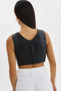 Outlet LAMARQUE ESTRELLA | Leather Vest Top Black