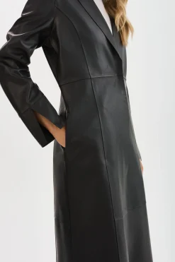 Clearance LAMARQUE EVANNA | Leather Maxi Coat Black