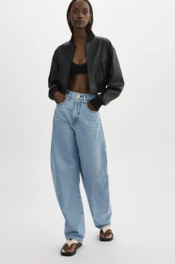 Discount LAMARQUE EVELIN | Faux Leather Cropped Bomber Black