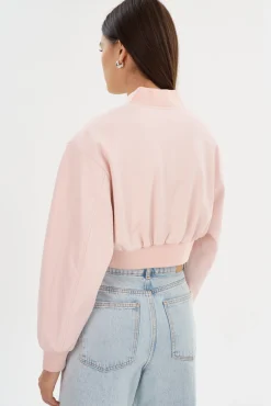 Outlet LAMARQUE EVELIN | Faux Leather Cropped Bomber Pink Puff
