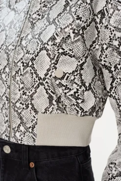 Hot LAMARQUE EVELIN | Faux Leather Cropped Bomber Python Print