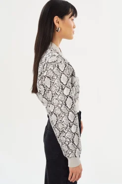 Hot LAMARQUE EVELIN | Faux Leather Cropped Bomber Python Print