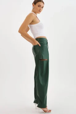 Store LAMARQUE FALEEN | Faux Leather Loose Pants Alpine Green