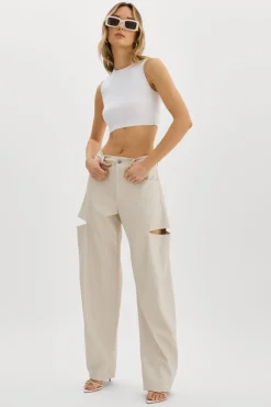 Hot LAMARQUE FALEEN | Faux Leather Loose Pants Ivory