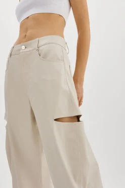Hot LAMARQUE FALEEN | Faux Leather Loose Pants Ivory