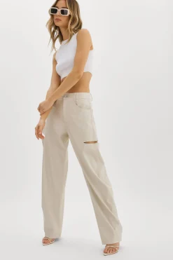 Hot LAMARQUE FALEEN | Faux Leather Loose Pants Ivory