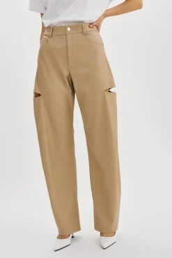 Sale LAMARQUE FALEEN | Faux Leather Loose Pants Wheat