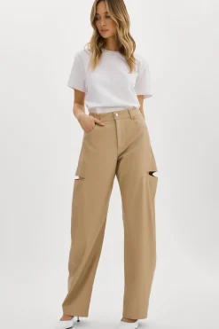 Sale LAMARQUE FALEEN | Faux Leather Loose Pants Wheat
