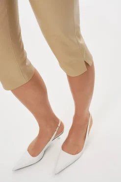 Sale LAMARQUE FAYA | Faux Leather Capri Pants Wheat