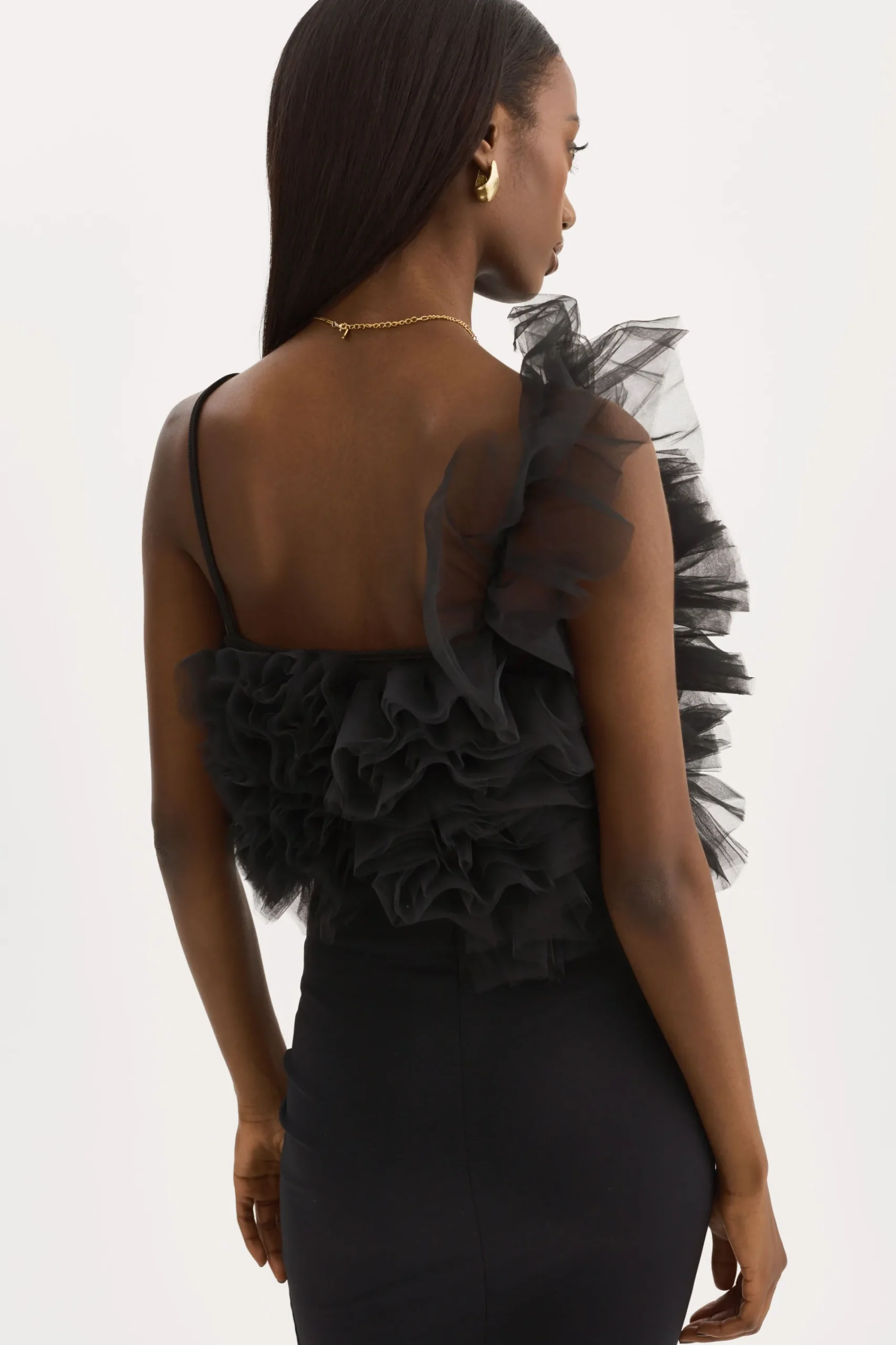 Outlet LAMARQUE FELETA | Ruffle Tulle Top Black