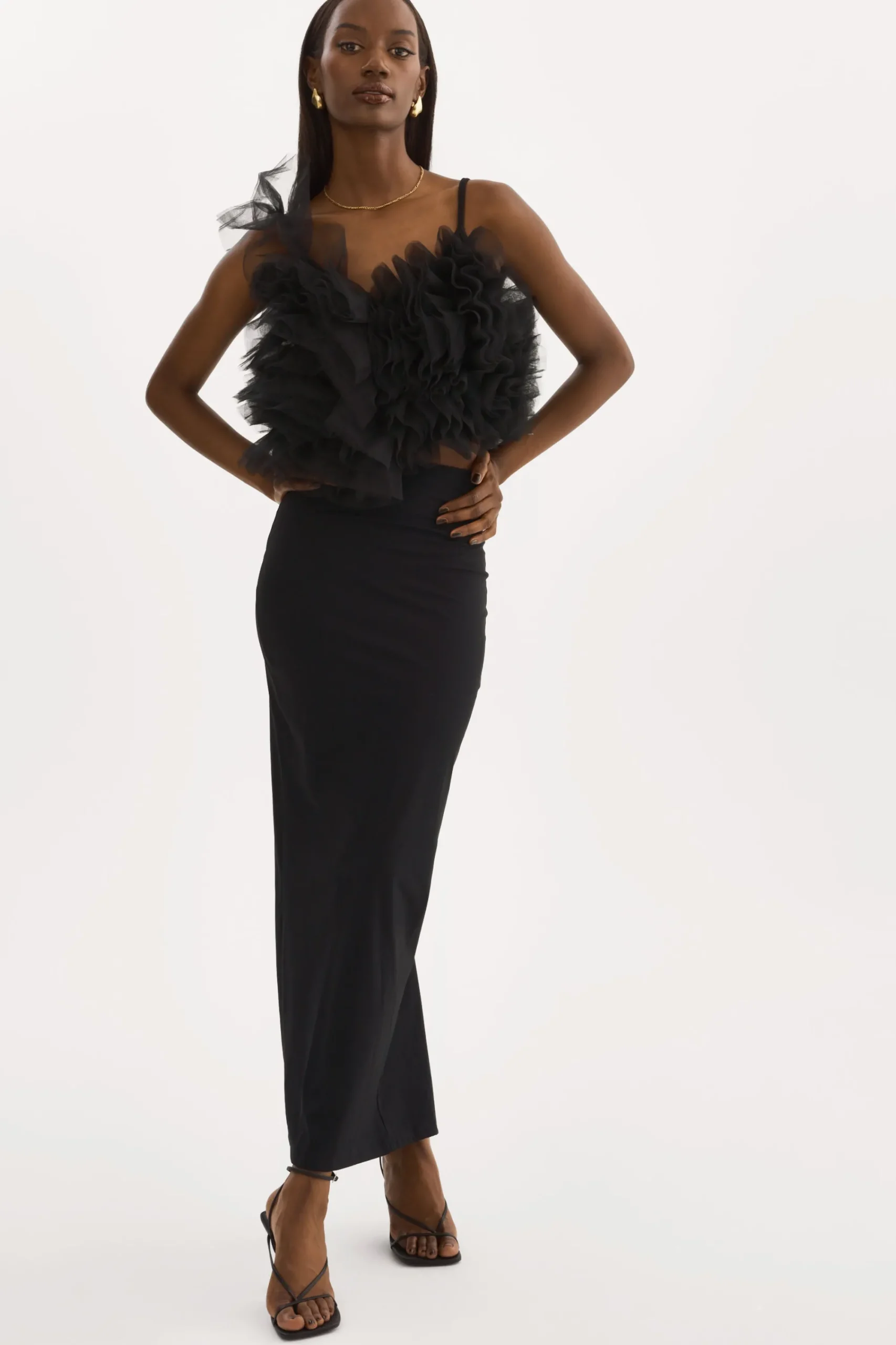 Outlet LAMARQUE FELETA | Ruffle Tulle Top Black