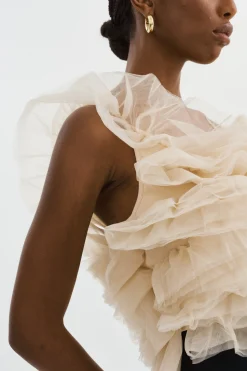 Flash Sale LAMARQUE FELETA | Ruffle Tulle Top Light Beige