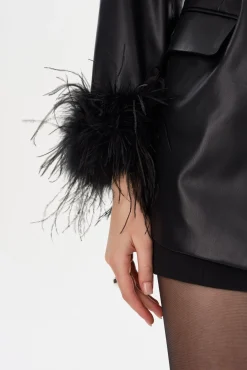 Sale LAMARQUE GALIA | Feather Trim Blazer Black
