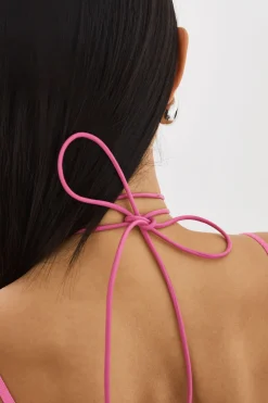 Outlet LAMARQUE GEMMA | Leather Rosette Choker Super Pink
