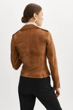 Cheap LAMARQUE HARPER | Fitted Leather Biker Jacket Luggage