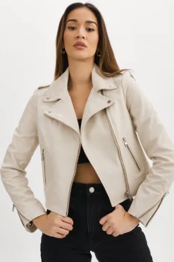 Flash Sale LAMARQUE HOLY | Leather Biker Jacket With Removable Hood Bone