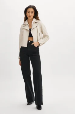 Flash Sale LAMARQUE HOLY | Leather Biker Jacket With Removable Hood Bone