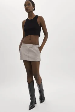 Outlet LAMARQUE INAYA | Leather Micro Mini Skirt Ash Grey