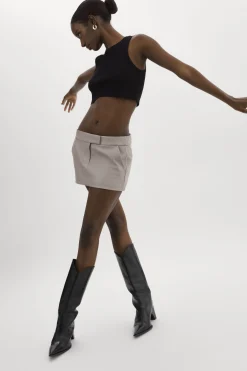 Outlet LAMARQUE INAYA | Leather Micro Mini Skirt Ash Grey