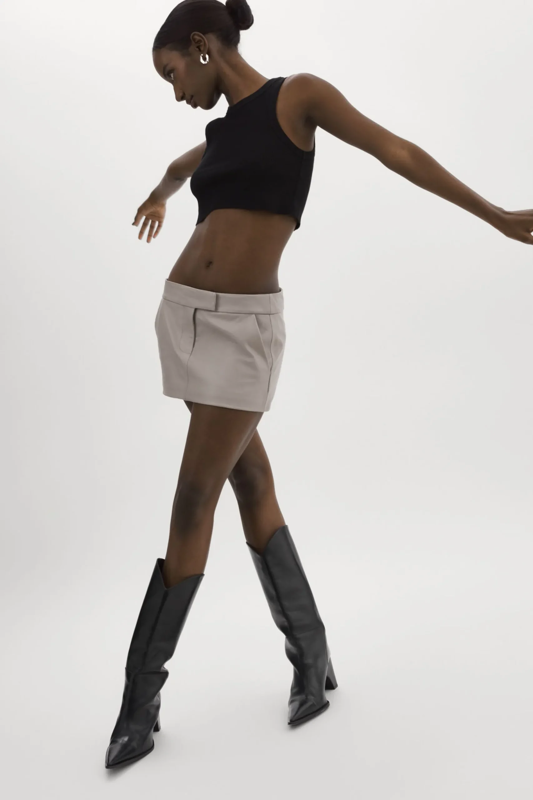 Outlet LAMARQUE INAYA | Leather Micro Mini Skirt Ash Grey