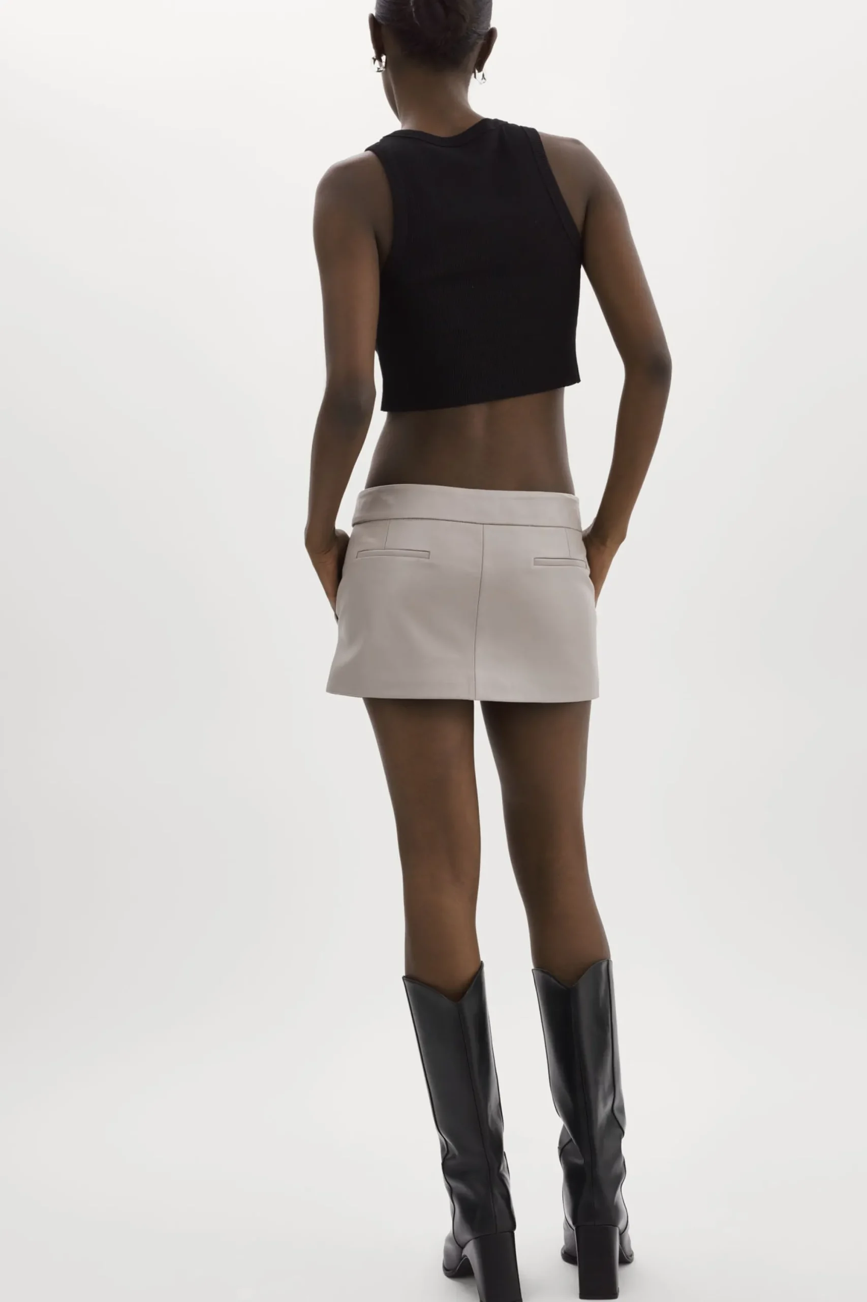 Outlet LAMARQUE INAYA | Leather Micro Mini Skirt Ash Grey