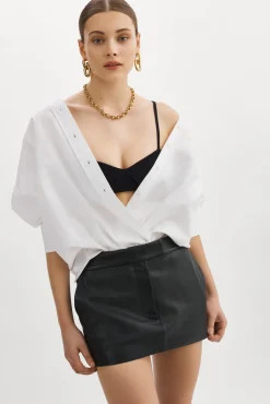 Online LAMARQUE INAYA | Leather Micro Mini Skirt Black