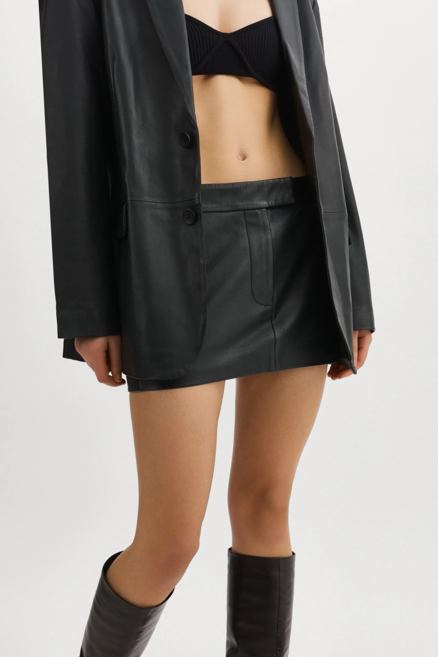 Online LAMARQUE INAYA | Leather Micro Mini Skirt Black