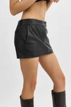 Online LAMARQUE INAYA | Leather Micro Mini Skirt Black