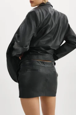 Online LAMARQUE INAYA | Leather Micro Mini Skirt Black