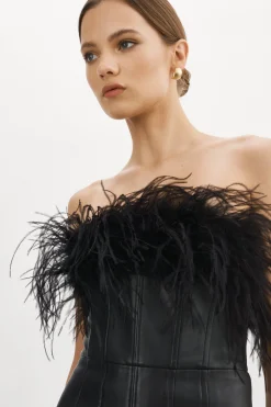 Shop LAMARQUE JACINDA | Leather Bustier Dress Black