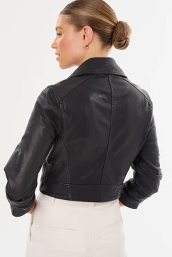 Outlet LAMARQUE JANIKA | Cropped Leather Biker Jacket Black