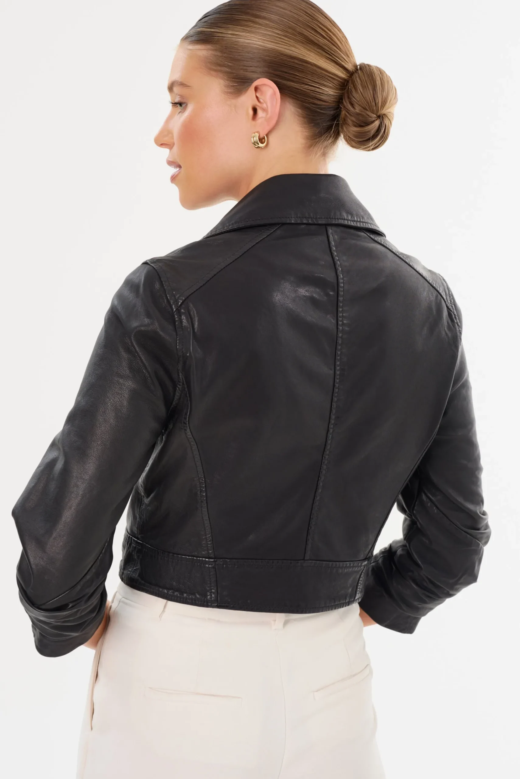 Outlet LAMARQUE JANIKA | Cropped Leather Biker Jacket Black