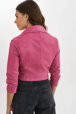 Best Sale LAMARQUE JANIKA | Cropped Leather Biker Jacket Super Pink