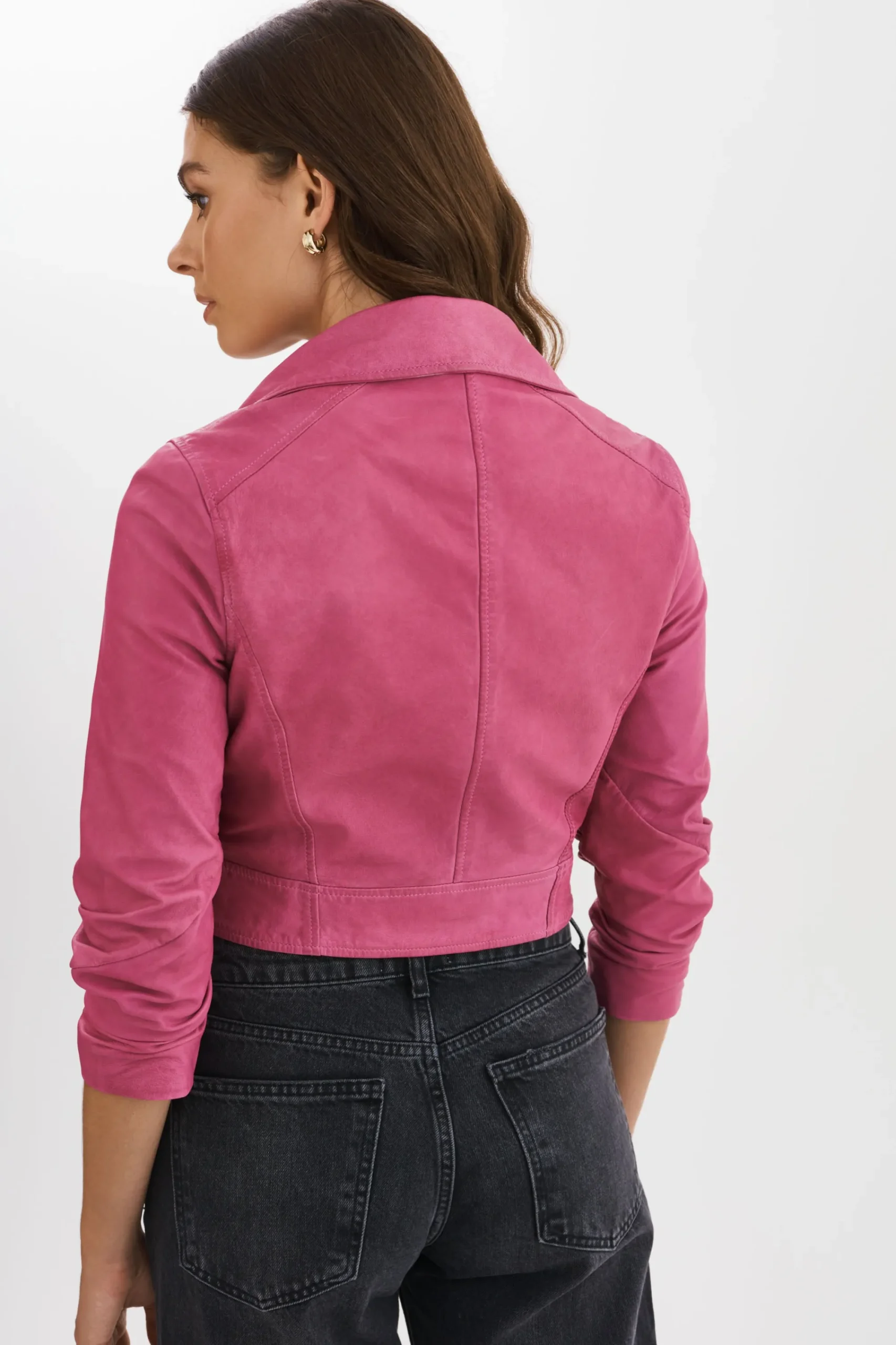 Best Sale LAMARQUE JANIKA | Cropped Leather Biker Jacket Super Pink