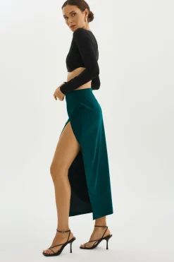 Clearance LAMARQUE JAY | Faux Leather Skirt Dark Jade