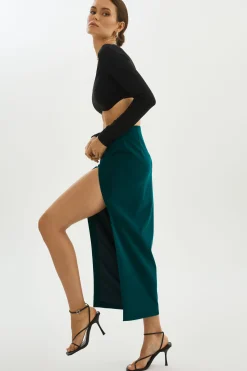 Clearance LAMARQUE JAY | Faux Leather Skirt Dark Jade
