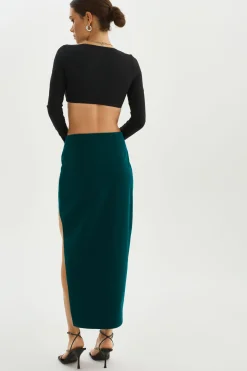 Clearance LAMARQUE JAY | Faux Leather Skirt Dark Jade