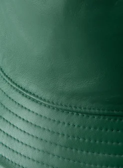 Discount LAMARQUE JEANNE LEATHER BUCKET HAT Bottle Green