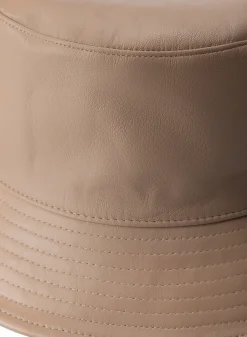 Cheap LAMARQUE JEANNE LEATHER BUCKET HAT Sesame