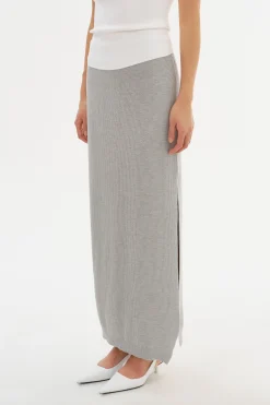 Discount LAMARQUE JILLIAN | Knit Midi Skirt Light Heather Grey
