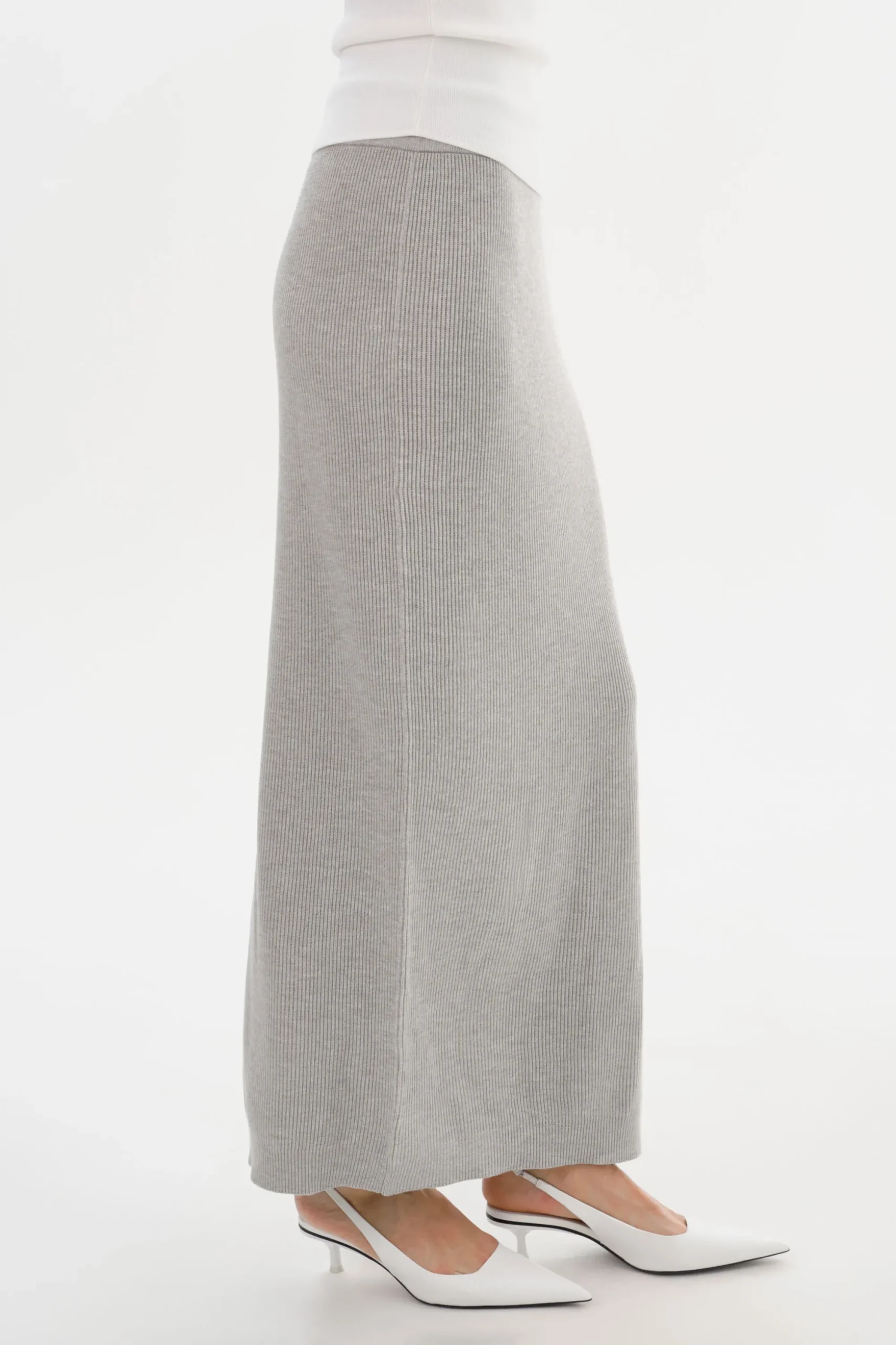 Discount LAMARQUE JILLIAN | Knit Midi Skirt Light Heather Grey