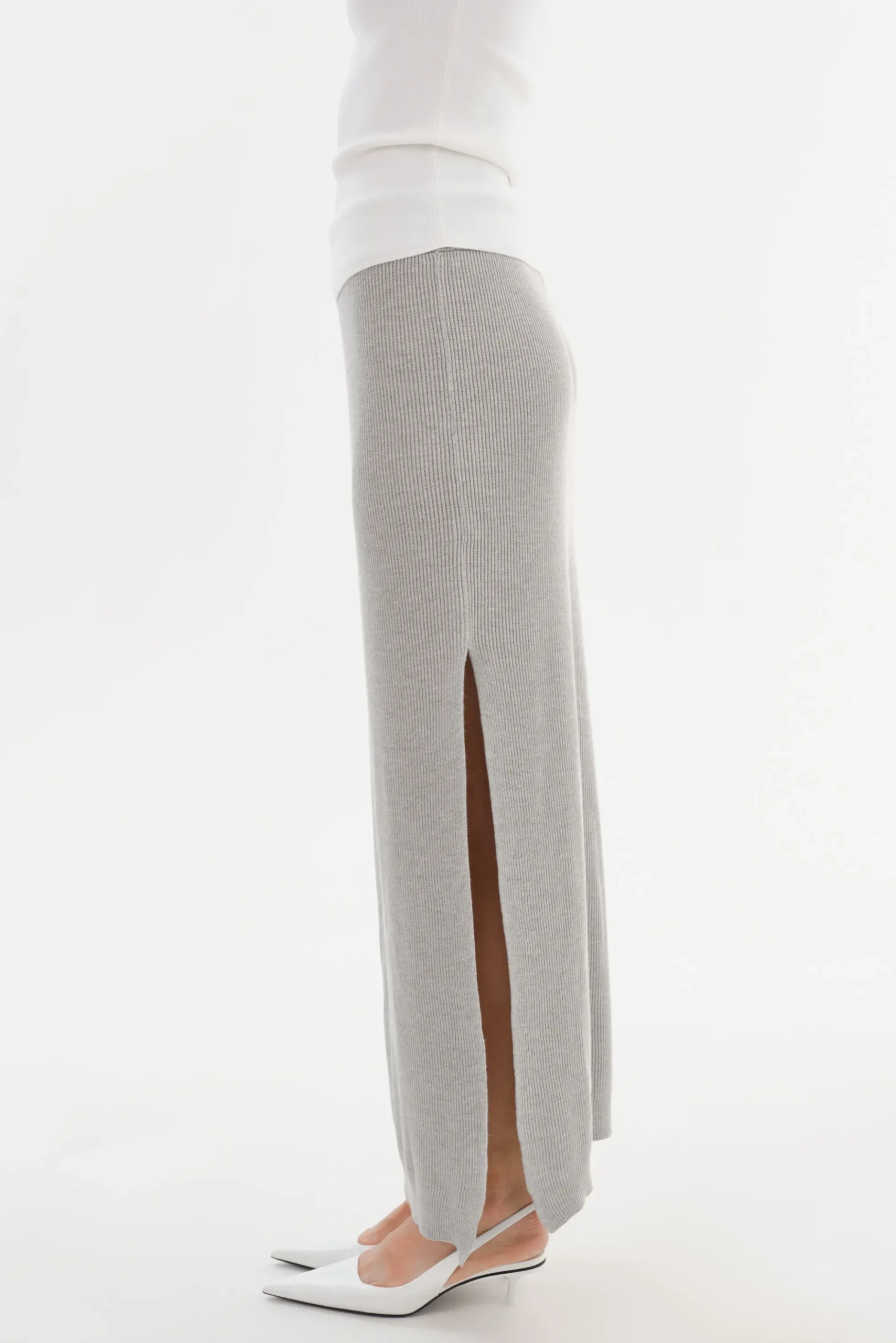 Discount LAMARQUE JILLIAN | Knit Midi Skirt Light Heather Grey
